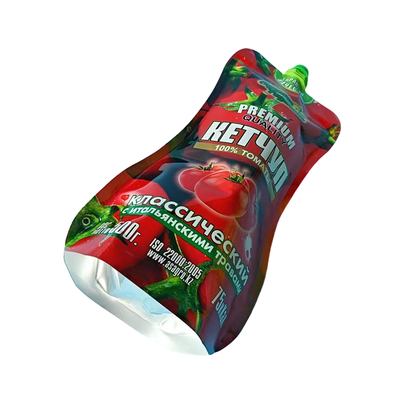 Magas záródású szósz kifolyó tasak