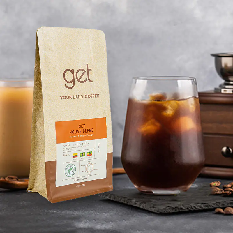 250g-1kg Nyolcoldalas lezárású kávézacskó 250g-1kg Nyolcoldalas lezárású kávézacskó